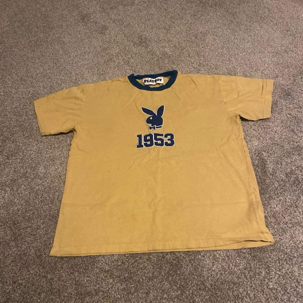 PLAYBOY Mustard Tee with Navy Details